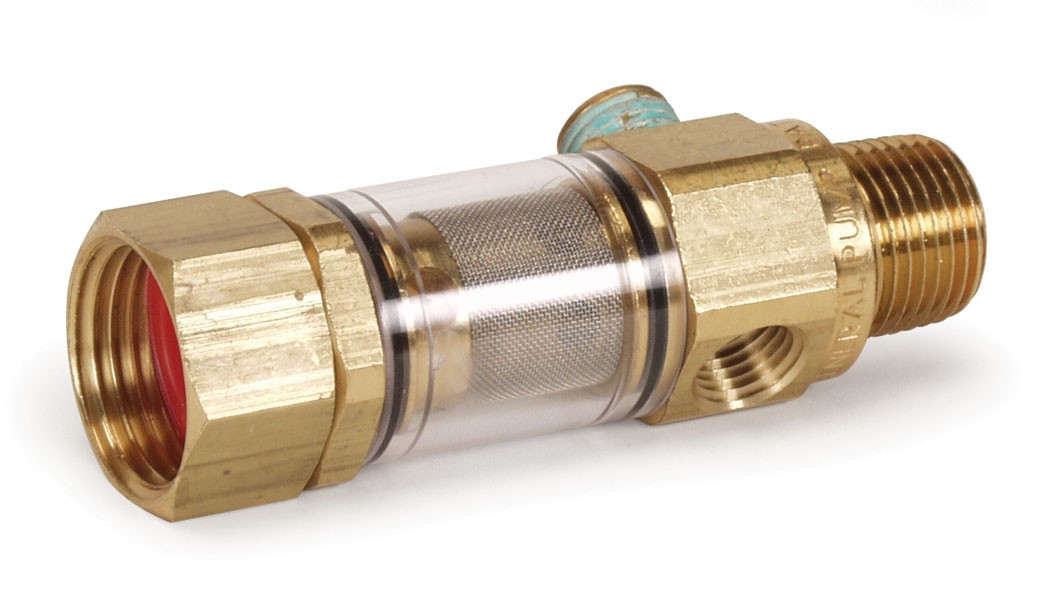 Inline Clearview Filter- Inlet Filter 3/8Mx3/4Gh W-1/4 Bypass